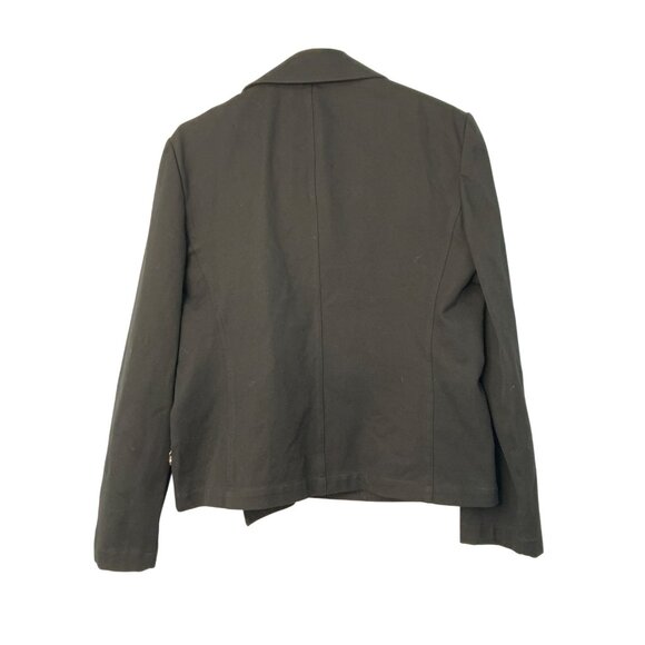 VTG M/L EUC St. John Sport Marie Gray Black Twill Jacket Asym Zip Stretch 8101 - Picture 3 of 13